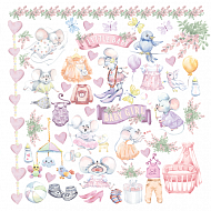 лист с картинками для вырезания my little mousy girl 30,5х30,5 см