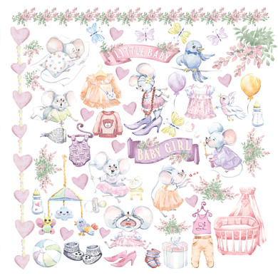 лист с картинками для вырезания my little mousy girl 30,5х30,5 см