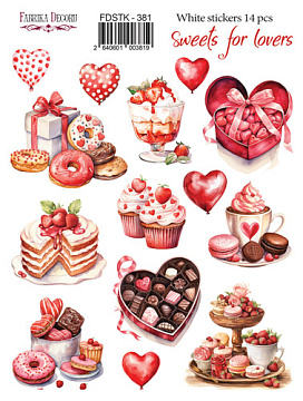 Set of stickers 14 pcs, Sweets for lovers, #381