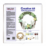 diy wooden coloring set, easter wreath with bunnies and inscription "welcome", #011