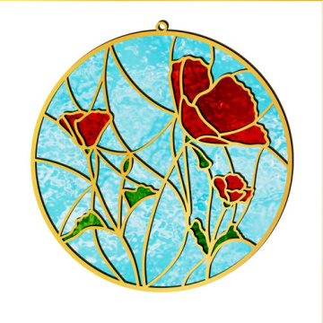 Blank for stained glass painting “Red Poppies”, #03 - 2