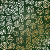 лист односторонней бумаги с фольгированием golden delicate leaves, color dark green aquarelle 30,5х30,5 см