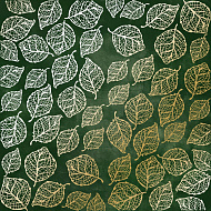 лист односторонней бумаги с фольгированием golden delicate leaves, color dark green aquarelle 30,5х30,5 см