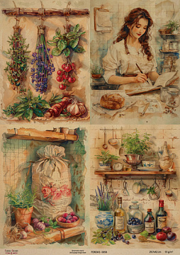Kraftowy papier do decoupage, 29,7x42 cm, „Botany Vintage”, #0058