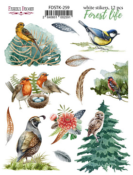 Set of stickers 12pcs Forest life #259