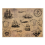 Zestaw jednostronnego kraftowego papieru do scrapbookingu Maps of the seas and continents 42x29,7 cm, 10 arkuszy 