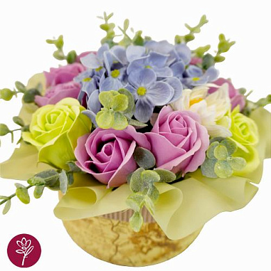 surprise box with soap foam flowers "vintage story", 250 x 250 x 180 mm