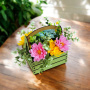 Seifenblumen-Bouquet „Frühlingskorb“, 250 x 250 x 260 mm