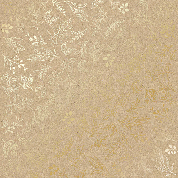 Sheet of single-sided paper with gold foil embossing, pattern "Golden Branches Kraft"