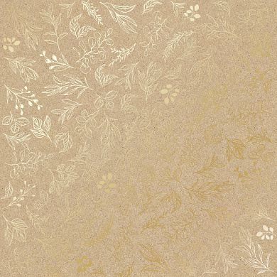 лист односторонней бумаги с фольгированием, дизайн golden branches kraft, 30,5см х 30,5см