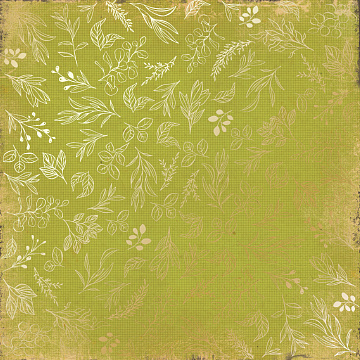 Arkusz papieru jednostronnego wytłaczanego złotą folią, wzór Golden Branches Bright green 30,5х30,5cm