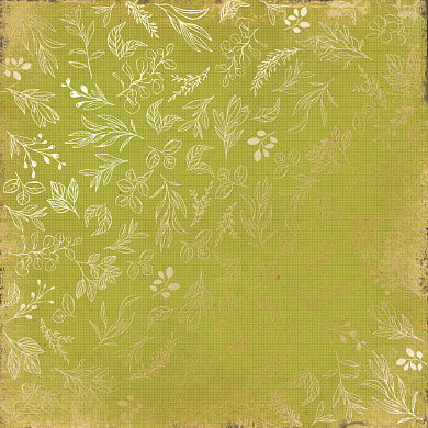 лист односторонней бумаги с фольгированием, дизайн golden branches bright green, 30,5см х 30,5см