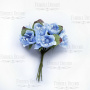 Set of large peach flowers light blue, 6 pcs