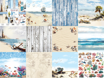 Double-sided scrapbooking paper set Sea of dreams 12”x12", 10 sheets - 2