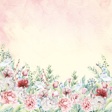 Sheet of double-sided paper for scrapbooking Peony garden #60-01 12"x12"