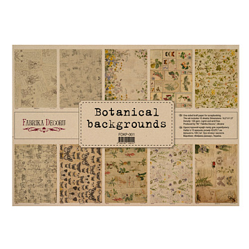 Set of one-sided kraft paper for scrapbooking Botanical backgrounds 16,5’’x11,5’’, 10 sheets