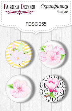 Set mit 4 Stk. Flair-Knöpfen zum Scrapbooking "Magnolia in bloom" #255