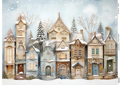 Decoupage Card Snow-covered houses-7, #0940, 29.7x42cm