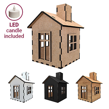 Blank for decorating "House 9" with LED candle included, 100 x 95 x 130 mm, #348