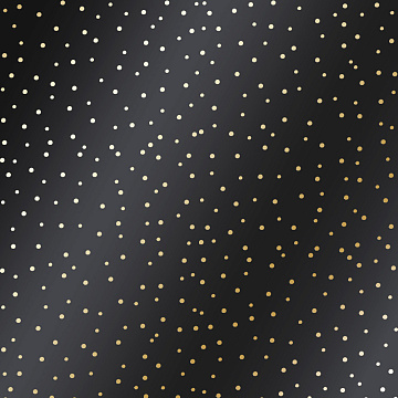 Sheet of single-sided paper with gold foil embossing, pattern Golden Drops Black, 12"x12" 