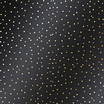 Sheet of single-sided paper with gold foil embossing, pattern Golden Drops Black, 12"x12" 