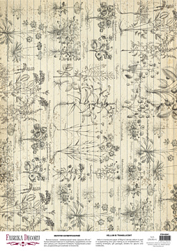 Deco vellum colored sheet Vintage Botanical page, A3 (11,7" х 16,5")