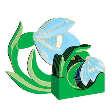 diy wooden coloring set, set of cup holders "snowdrops", 6 pcs., #049 - 2