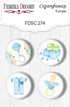 Set mit 4 Flair-Knöpfen zum Scrapbooking von "Puffy Fluffy Boy" #274