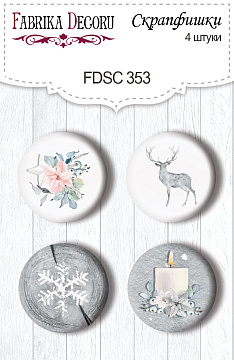 Set of 4pcs flair buttons for scrabooking "Winter melody" #353