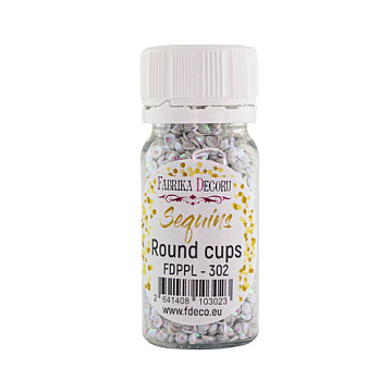 Sequins Round cups, gray with iridescent nacre, #302