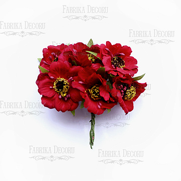 Set of poppies red, 6 pcs