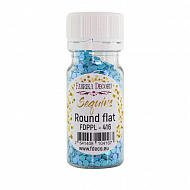 Sequins Round flat, blue with iridescent nacre, #416