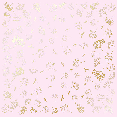 лист односторонней бумаги с фольгированием, дизайн golden dill light pink, 30,5см х 30,5см