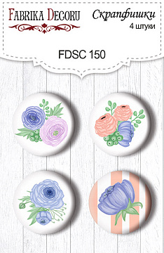 Set of 4pcs flair buttons for scrabooking "Flower mood 1" #150