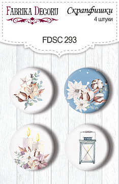 Set of 4pcs flair buttons for scrabooking "Winter Love Story 1" #293
