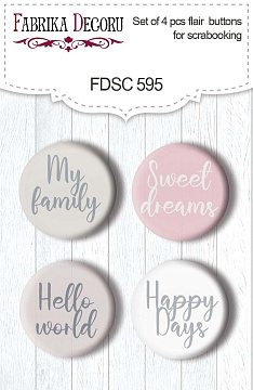 Set of 4pcs flair buttons for scrabooking Boho Baby Girl #595