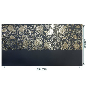 отрез кожзама с тиснением серебряной фольгой, дизайн silver peony passion, color dark blue, 50см х 25см - 2