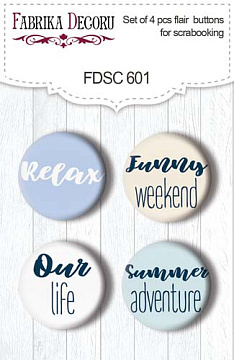 Set of 4pcs flair buttons for scrabooking Sea of dreams EN #601