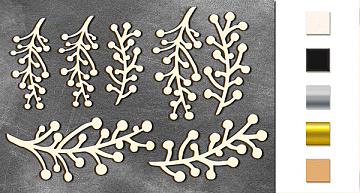 Chipboard embellishments set,  "Twigs maxi" #056