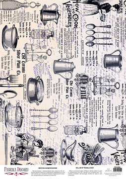 Deco Pergament farbiges Blatt Vintage Kitchen utensils, A3 (11,7" х 16,5")