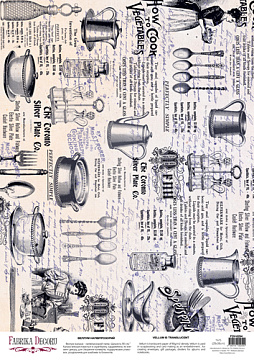 Arkusz kalki z nadrukiem, Deco Vellum, format A3 (11,7" х 16,5"), "Vintage Kitchen utensils"