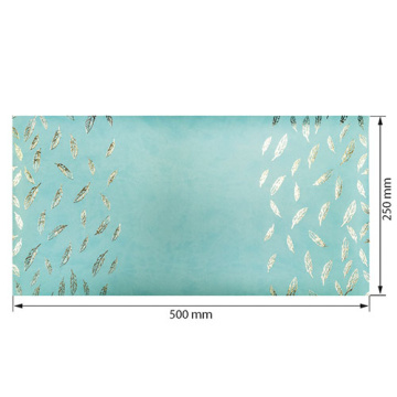 Piece of PU leather for bookbinding with gold pattern Golden Feather Mint, 50cm x 25cm - 2