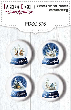 Set of 4pcs flair buttons for scrabooking Country winter #575