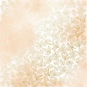 Sheet of single-sided paper with gold foil embossing, pattern "Golden Rose leaves, color Beige watercolor