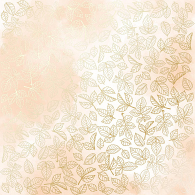 лист односторонней бумаги с фольгированием, дизайн golden rose leaves, color beige watercolor, 30,5см х 30,5см