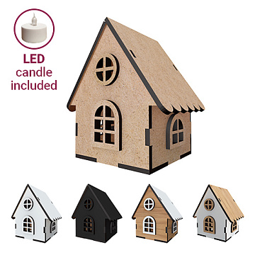 Blank for decorating "House 12" with LED candle included, 92 x 73 x 100 mm, #403