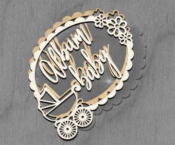 Mega shaker dimension set, 15cm x 15cm, Round frame - Baby carriage - 2