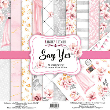 Doppelseitiges Scrapbooking-Papier-Set Say Yes, 30.5 cm x 30.5cm, 10 Blätter