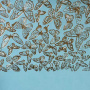 Stück PU-Leder mit Goldprägung, Muster Goldene Schmetterlinge Blau, 50cm x 25cm