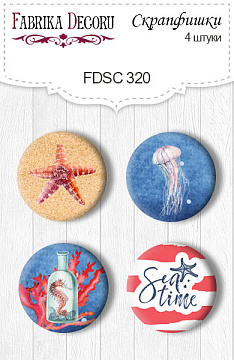 Set of 4pcs flair buttons for scrabooking "Sea Time" #320